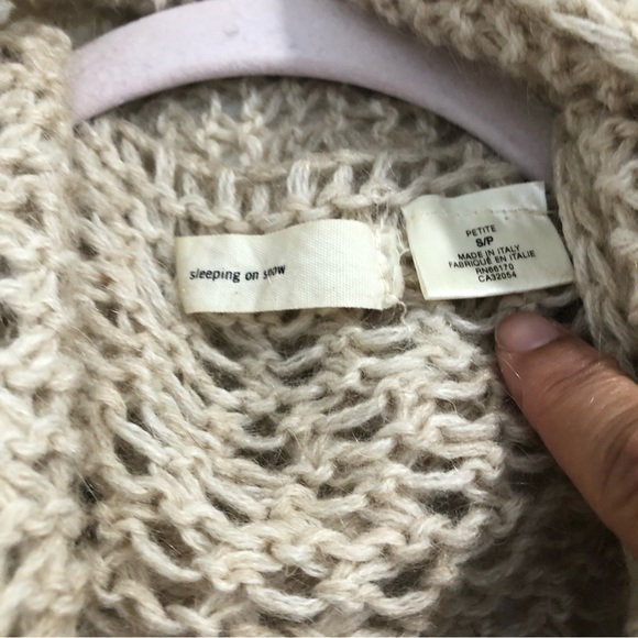 Anthropologie Sleeping on Snow Oatmeal Mohair Blend Wrap Sweater Sz. S - Picture 4 of 8